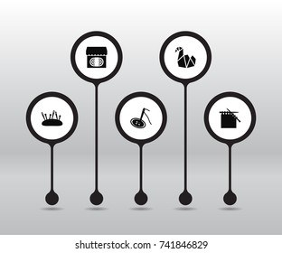 Set Of 5 Handmade Icons Set.Collection Of Pincushion, Needlework, Paper Figure And Other Elements.