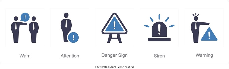 A set of 5 Hazard Danger icons as warn, attention, danger sign