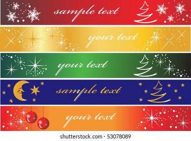 Set of 5 holiday banners, useful also as greeting cards.