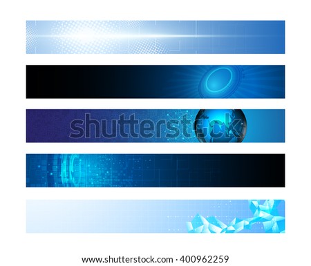 set of 5 horizontal banner innovation hi tech concept