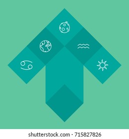Set Of 5 Horoscope Outline Icons Set.Collection Of Cancer, Aqurius, Moon And Other Elements.