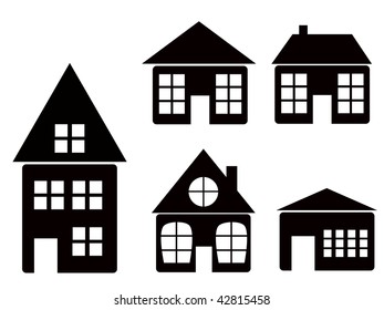 Set of 5 house icon variations. vector