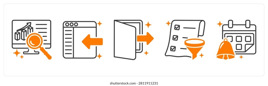 A set of 5 icons as dashboard, layout, sidebar