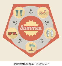 Set of 5 icons related to summer.