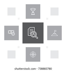 Set Of 5 Idea Outline Icons Set.Collection Of Currency, Success, Research And Other Elements.