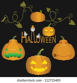 Set of 5 isolated pumpkins for halloween celebration