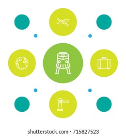 Set Of 5 Journey Outline Icons Set.Collection Of Globe, Suitcase, Front View Tram And Other Elements.