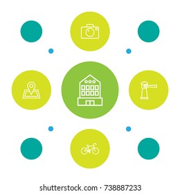 Set Of 5 Journey Outline Icons Set.Collection Of Bike, Photo, Pin And Other Elements.
