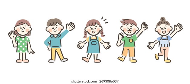 Conjunto de 5 crianças em poses diferentes