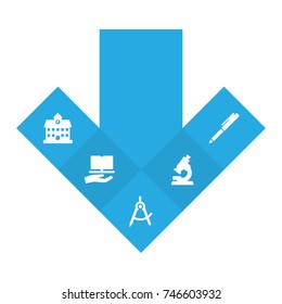 Set Of 5 Knowledge Icons Set.Collection Of Learning, University, Geometry And Other Elements.