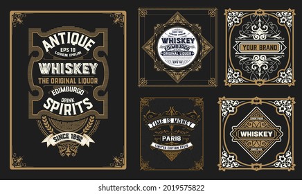 Set of 5 labels. Western style