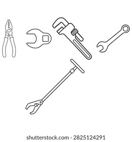 Set of 5 line pliers wrench pipe tools for construction plumbing maintenance