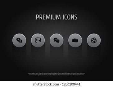 Set of 5 maintenance icons set. Collection of life buoy, interpreter, online and other elements.