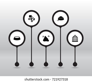 Set Of 5 Mammal Icons Set.Collection Of Pile, Food, Scissor And Other Elements.