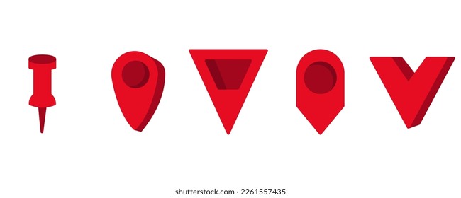 Set of 5 Map And Location icons, thin icon Flat style, vector illustration