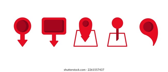 Conjunto de 5 iconos de mapa y ubicación, icono delgado Estilo plano, ilustración vectorial