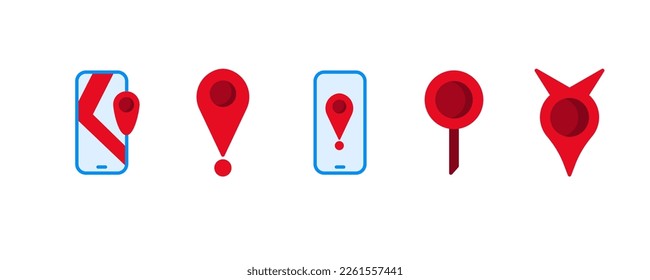 Conjunto de 5 iconos de mapa y ubicación, icono delgado Estilo plano, ilustración vectorial