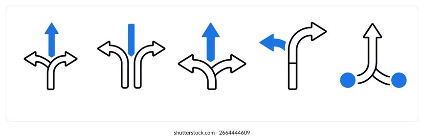 A set of 5 mix icons as arrow, map, navigation