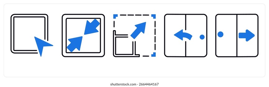 A set of 5 mix icons as arrow, map, navigation