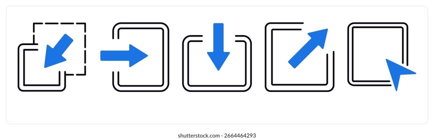 Un conjunto de 5 iconos de mezcla como flecha, mapa, navegación