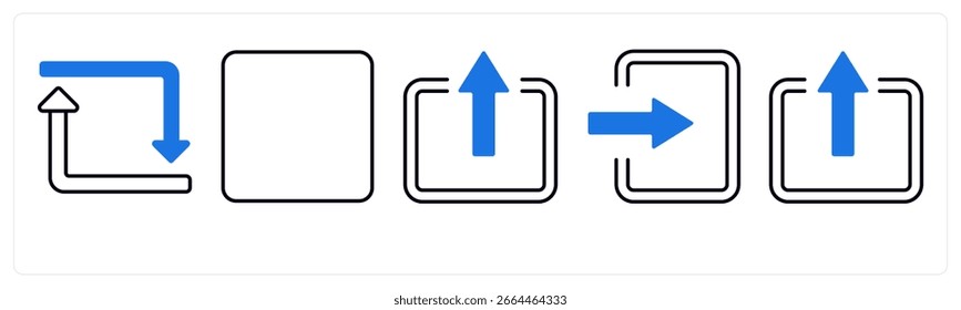 Un conjunto de 5 iconos de mezcla como flecha, mapa, navegación