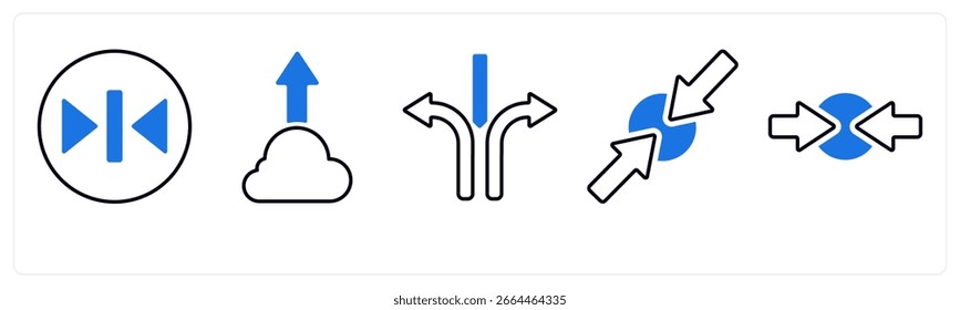 Un conjunto de 5 iconos de mezcla como flecha, mapa, navegación