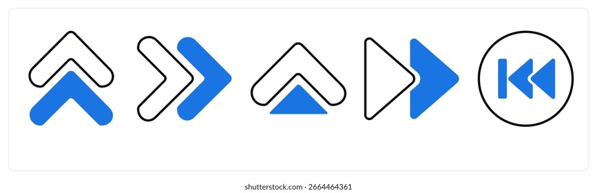 A set of 5 mix icons as arrow, map, navigation