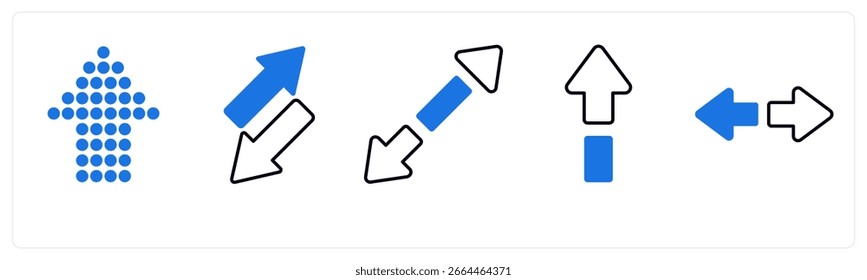 Un conjunto de 5 iconos de mezcla como flecha, mapa, navegación
