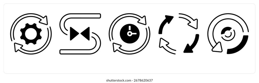 Un conjunto de 5 iconos de mezcla como flecha, mapa, navegación