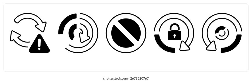 Un conjunto de 5 iconos de mezcla como flecha, mapa, navegación