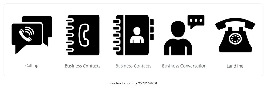 A set of 5 mix icons as calling, business contacts, business conversation