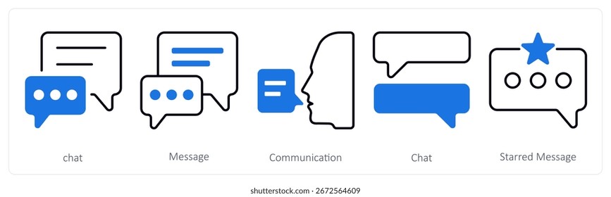 A set of 5 mix icons as chat, message, communication
