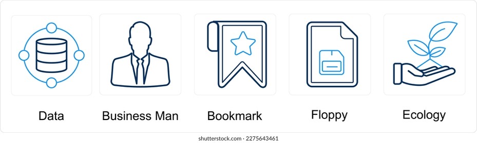 A set of 5 mix icons as data, businessman, bookmark