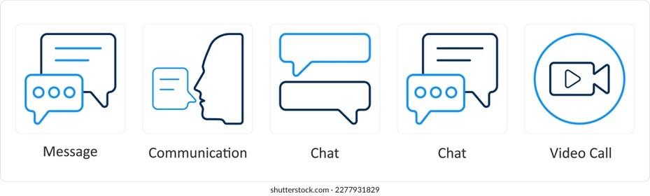 A set of 5 mix icons as message, comminication, chat