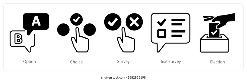 Un conjunto de 5 iconos de la mezcla como opción, opción, Encuesta