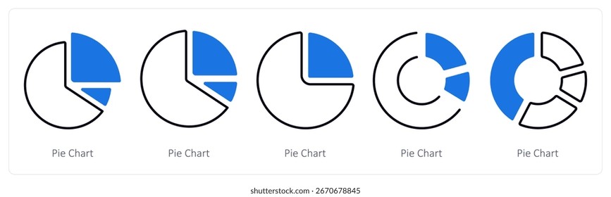 A set of 5 mix icons as pie chart, diagram, chart