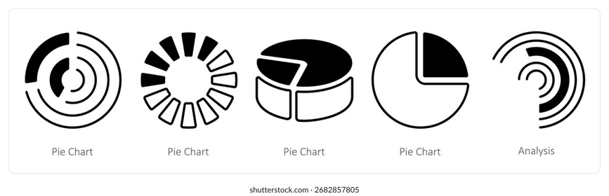 Um conjunto de 5 ícones de mistura como gráfico de pizza, diagrama, gráfico
