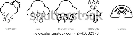 A set of 5 Mix icons as rainy day, rain, thunder storm