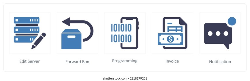 A set of 5 mix icons such as optimization, video call