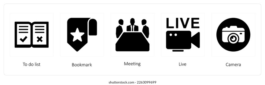 A set of 5 mix icons such as to do list, bookmark