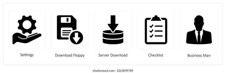 A set of 5 mix icons such as settings, configuration