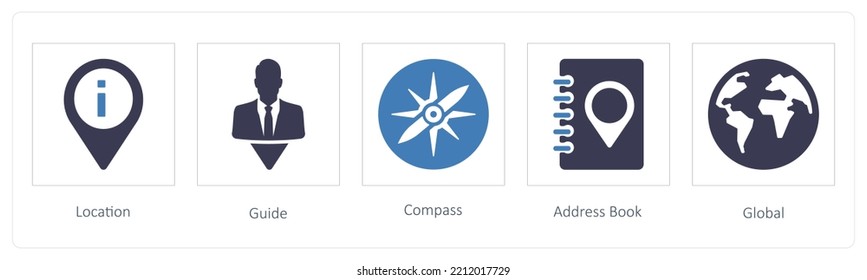 A set of 5 Navigation icons such as Path, Share Location