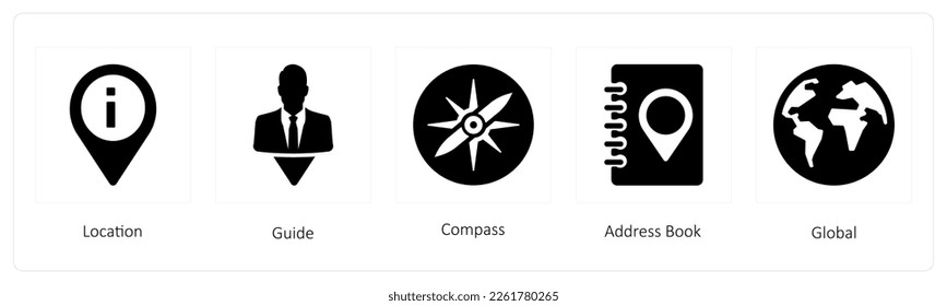 A set of 5 Navigation icons such as Path, Share Location