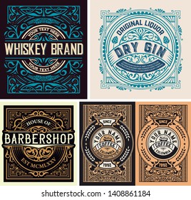 Set of 5 packing labels. vintage style