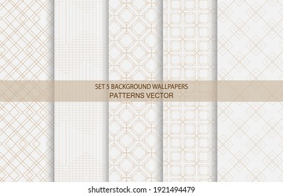 Set of 5 Pattern Wallpapers Geometric Shapes Abstract Style Vector