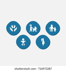 Set Of 5 People Icons Set.Collection Of Look After, Expectant Mother, Kid And Other Elements.