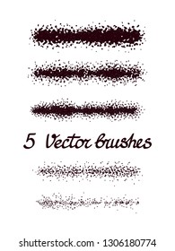 Set of 5 pieces grain edges. Grain borders.Vector brush strokes