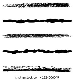 Set of 5 pieces grunge edges.Grunge borders.Vector brush strokes