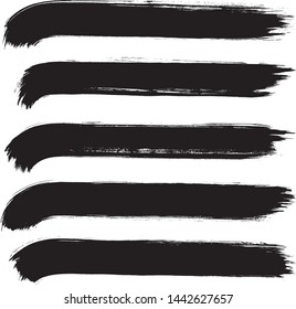 Set of 5 pieces grunge texture frame. Vector brush stroke. Abstract isolated stock vector template