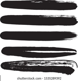 Set of 5 pieces grunge texture frame. Vector brush stroke. Abstract isolated stock vector template.Vector illustration.